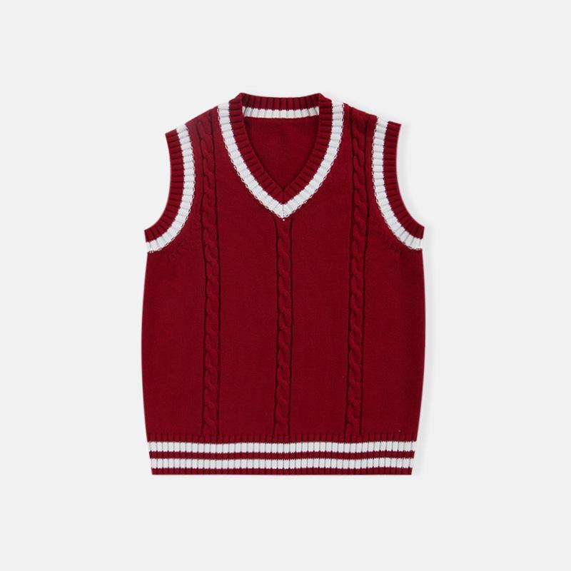 

Autumn-Winter 2023 Preppy Style Sleeveless Wool Vest for Boys & Girls 18-24M (90cm)