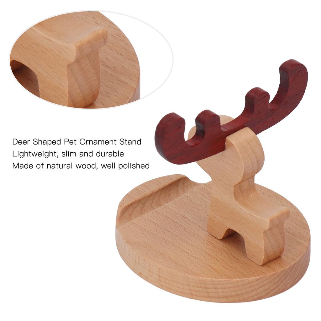 2 Sets Cellphone Stand Deer Shaped Multifunctional Wooden Desk Mobile Phone Stand Desktop Decorations