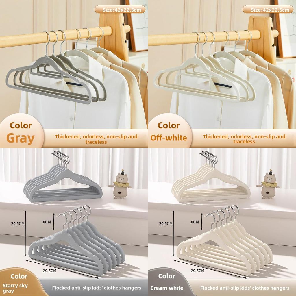 Modern Minimalist Plastic Hanger Pack With Nonslip Velvet Coating For Home Closet Organization