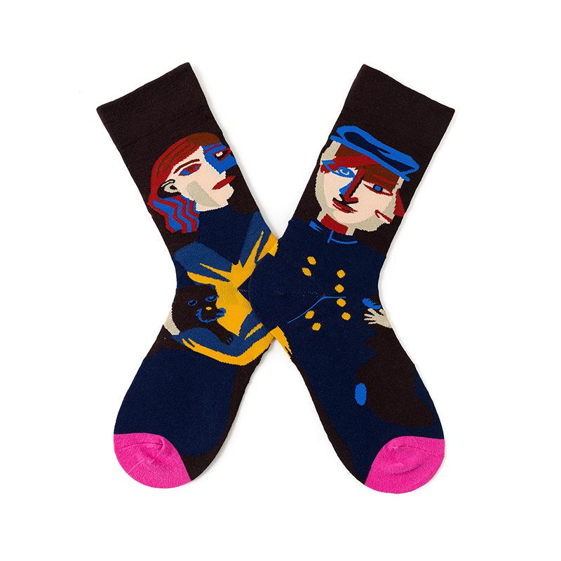 Graffiti Art Print High-Top Socks Unisex Retro Colorful Streetwear Cotton Socks EUR35-42