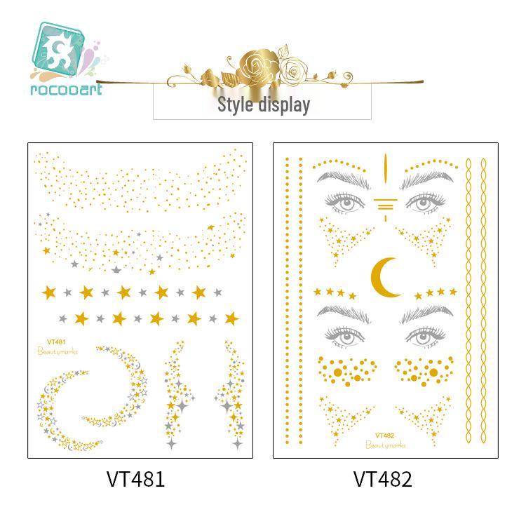 Waterproof Metallic Face & Freckle Tattoo Stickers for Parties - Hot Stamping Design