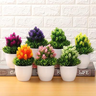 Wedding Christmas Desktop Ornament Artificial Flower Fake Potted Simulation Bonsai Plastic Plant