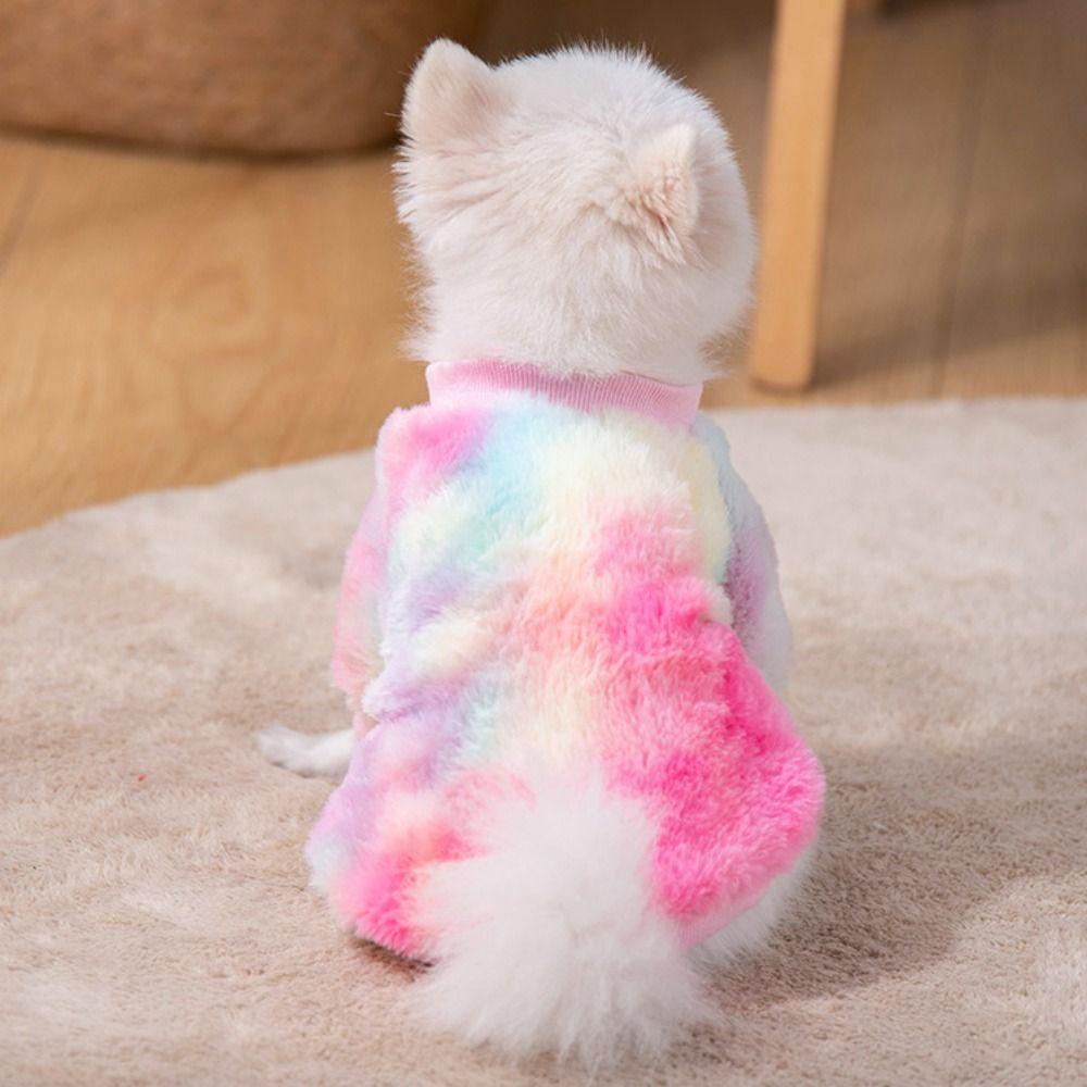 

Soft Winter Dog Two Feet Sweater Polyester/Velvet Dog Colorful Pullover Dog Rainbow Sweater Spring XS