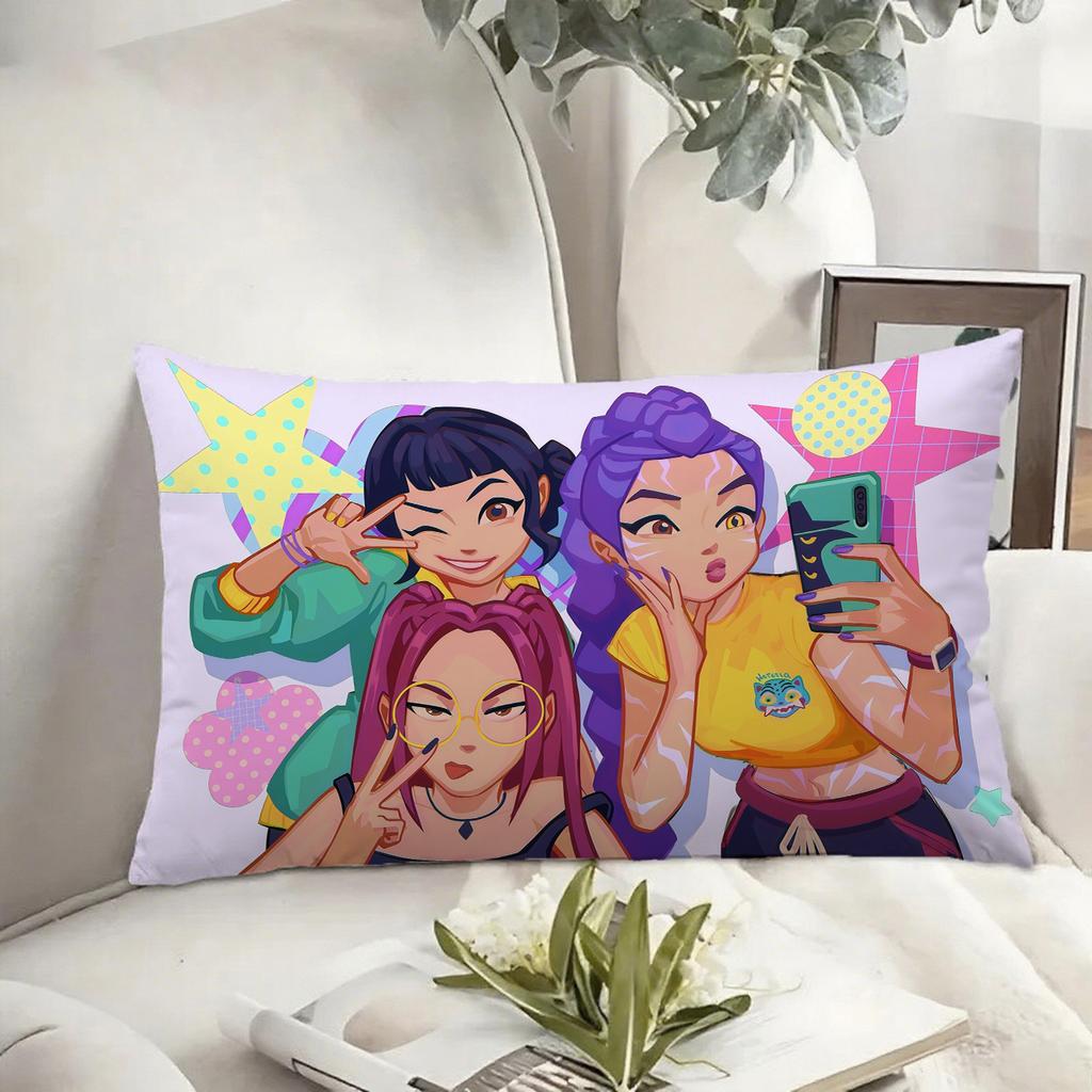 KPop Demon Hunters Anime style pillowcase: colorful star characters, cool patterns, fashionable home decoration