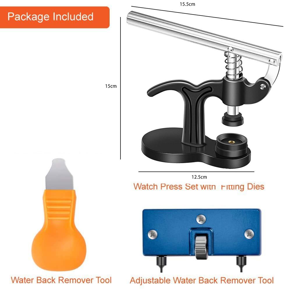 16Pcs Watch Press Tool Battery Replacement Tool Kit And Fitting Dies For Watch Back Remover Closer Repair Rear Cover Open