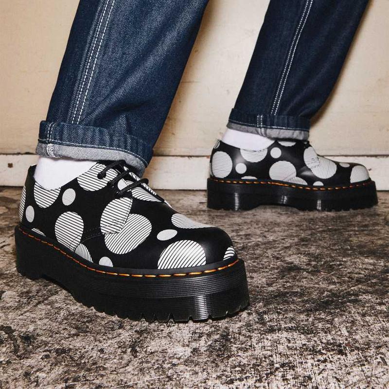 Dr. Martens 1461 Polka Dot Smooth Leather Platform Shoes Unisex Shoes Black 26879009