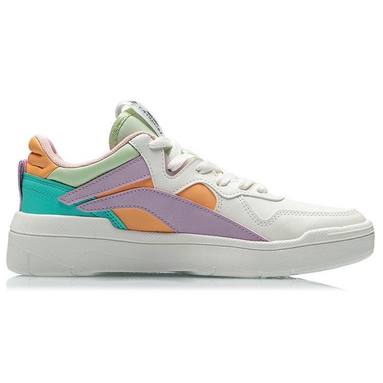 Li Ning Wave Superwave Lo Non slip Lightweight Low top Skateboard Shoes Women's White Purple Green AECR004-2