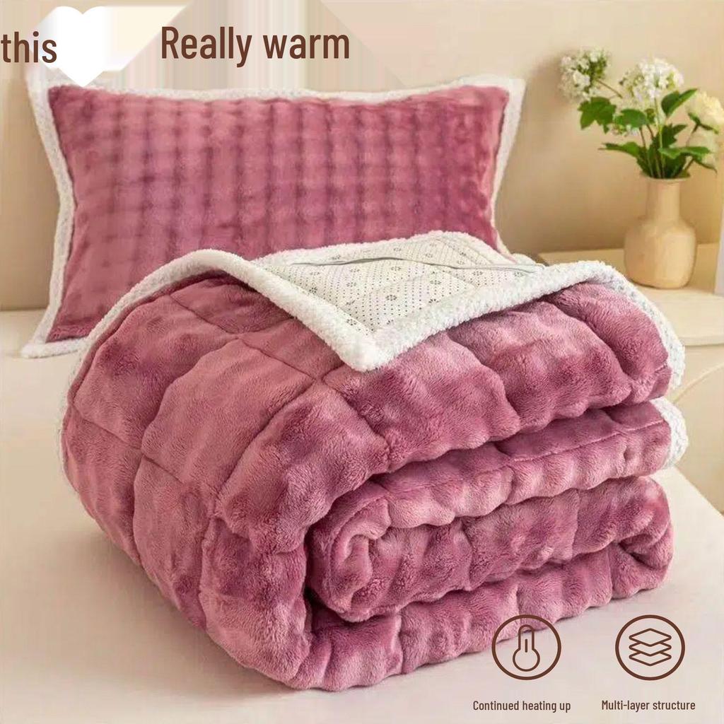 G5Z Winter Rabbit Plush Bed Sheet - Warm Velvet Mattress Blanket for Dorms