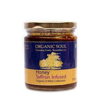 Bio-Safranhonig 225 g | Rein biologisch, 100 % natürlich | Mit reinem Kaschmir-Safran angereichert | Ohne Zuckerzusatz/NPOP-zertifiziert | Bio-zertifiziert