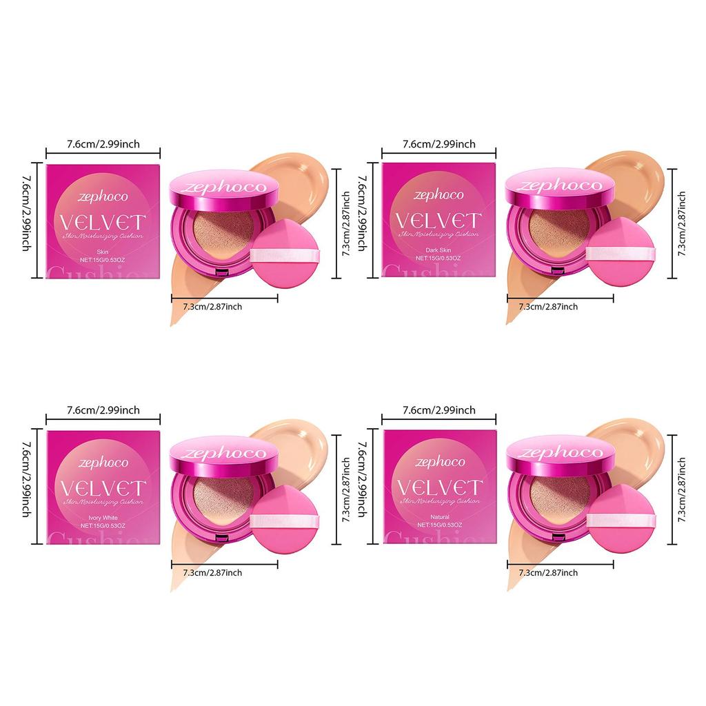 Zephoco Velvet Cushion Foundation: Lightweight, Moisturizing & Crease-Free Makeup for Natural Coverage.
