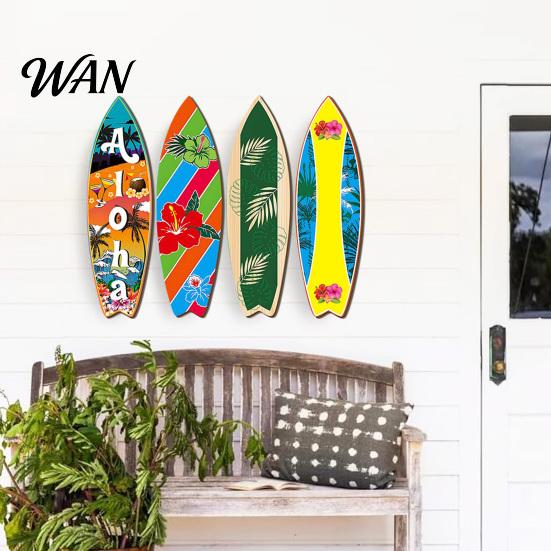 Wasserdichtes Holzschild Hawaiianisches Surfbrett Wandkunst, Tropisches Stranddekor Schild, Sommer Aloha Thema Hängendes Schild Langlebig für Wohnzimmer Kinder