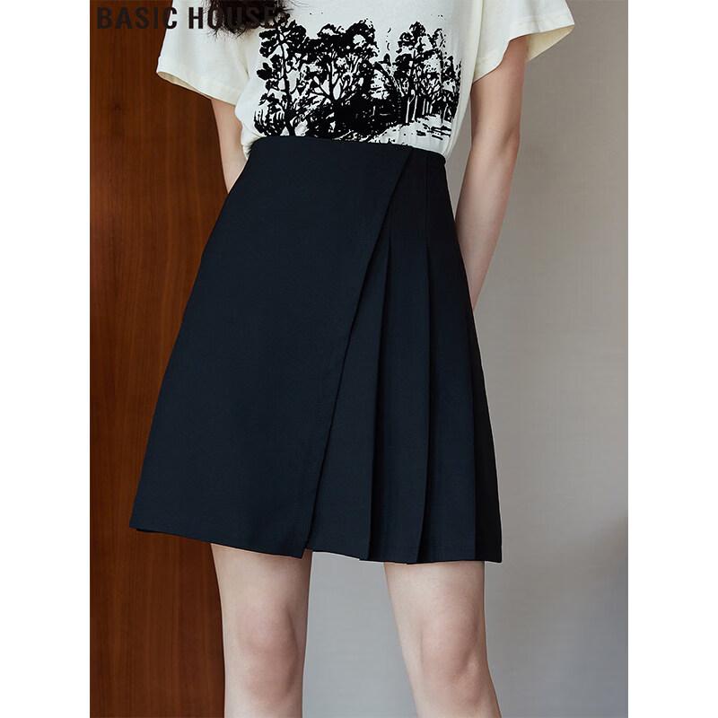 Basic House Women s Irregular Pleated Mini Skirt