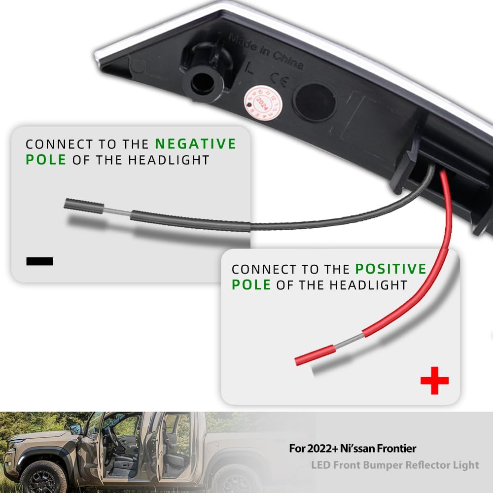 2PCS Led Front Bumper Reflector Side Marker Light for 2022 2023 2024 Ni'ssan Frontier Led Turn Signal Light White Side Signal Indicators OEM