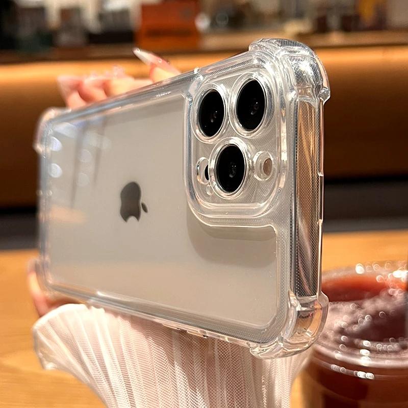 Luxury Shockproof Bumper Transparent Case For iPhone 16 15 16e 14 Plus 13 12 11 Pro Max X XS XR Funda Acrylic Clear Hard Cover