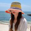 Rainbow Straw Hat For Women: Summer Sun Visor, Handmade Crochet Big Brim Bucket Hat, Boho Fashion Beach Sun Hat