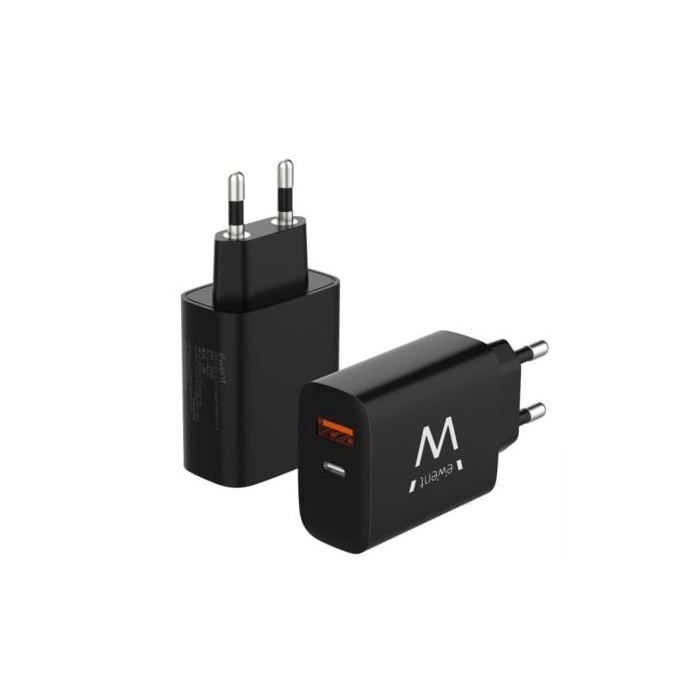 Chargeur Rapide USB-C 20W - Ewent - EW1319 - Compatible iPhone 15/14 - Protection Surchauffe - Noir