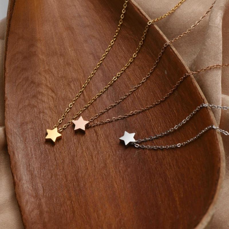 Goldene Kleine Stern Halskette Für Frauen Zierlich Einzelner Stern Anhänger Edelstahl Halskette Minimalistisch Himmlischer Schmuck Geschenk