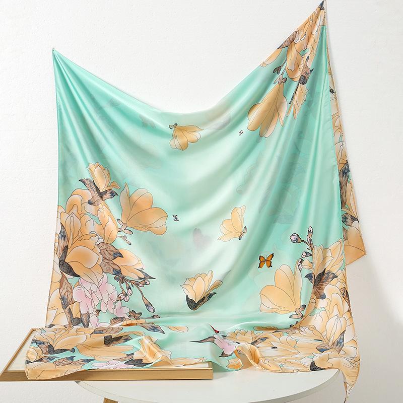 Butterfly floral simulation silk long silk scarf versatile temperament outwear shawl female