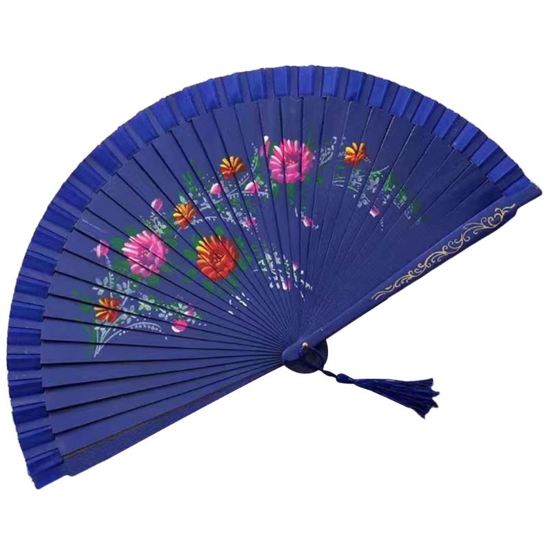 Ventaglio da Fan per Spettacoli Spagnoli, Ventaglio in Seta Double Face con Bellissimo Fiore Pieghevole per Varie Occasioni