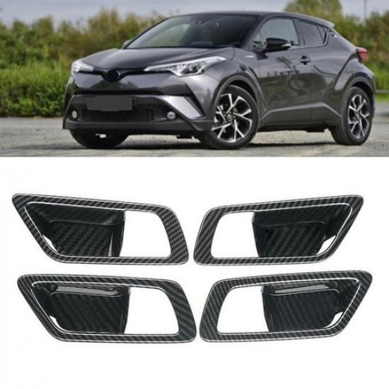 Fit Toyota CHR C-HR 2016- 4PC Carbon Fiber Inner Door Handle Bowl Cover Trim