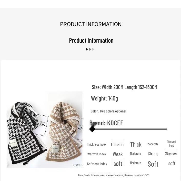 Korean Style Houndstooth Plaid Scarf - Versatile, Warm, Double-Sided for Autumn and Winter