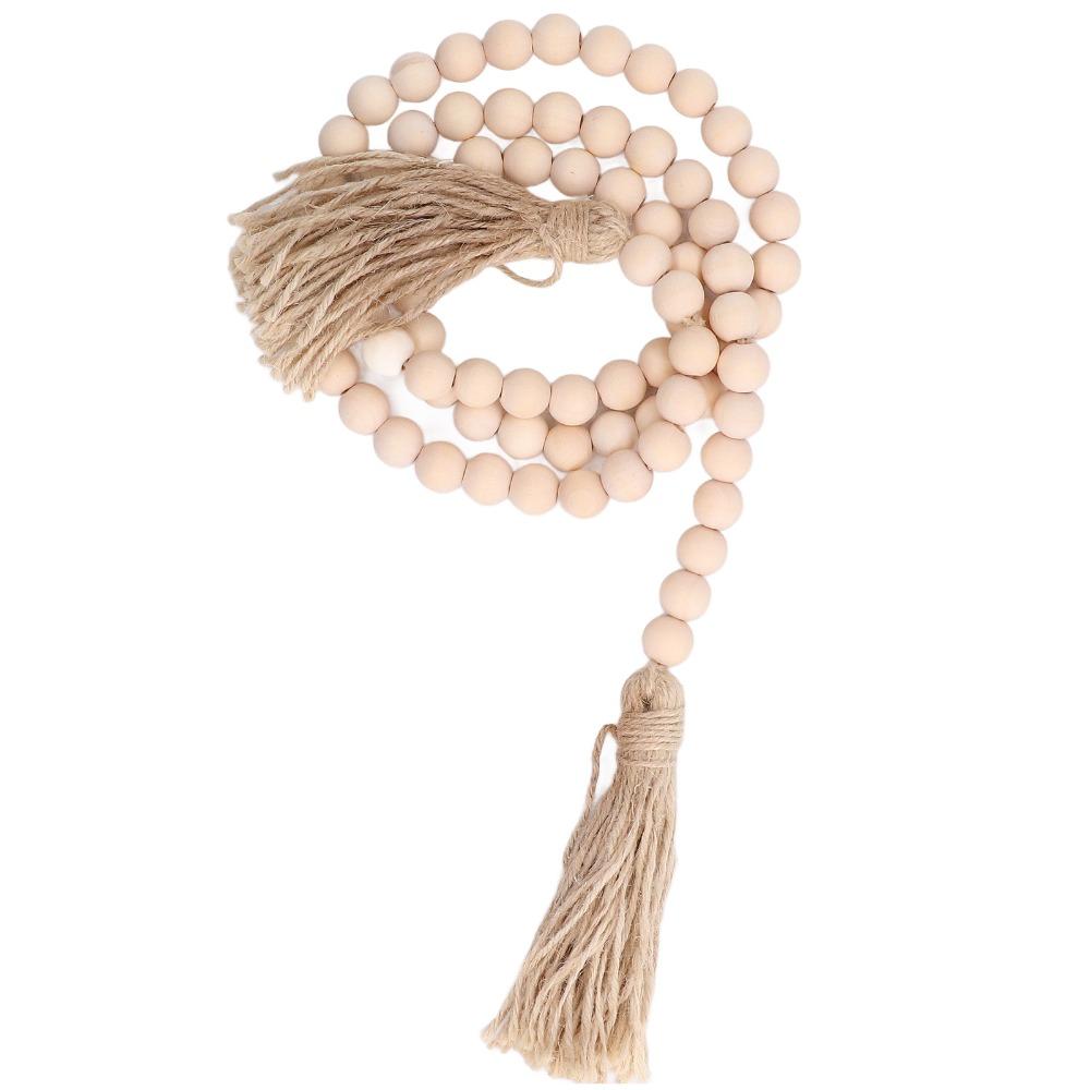 16mm Bead Size Prayer Beads With Tassels Decorative Beads Wood Bead Garland  For Coffee Table