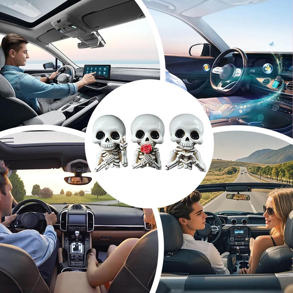 Skull Car Vent Clip Air Freshener Halloween Vehicle Decoration Resin Vent Clips Skull Air Freshener For Car Truck RV Van Home
