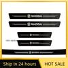 Car Sticker 2026 Hot Car Door Sill Protective Sticker Carbon Fiber Leather Threshold Strips for Skoda Fabia Superb Octavia Rapid
