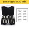 15 Pcs Power Mutter Fahrer Bohrer Set 5,5-19mm Chrom Vanadium Stahl Hex Bit Buchse Set Wrench