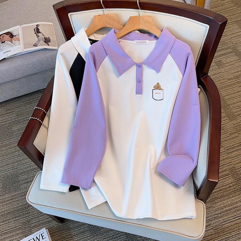 

Plus Size Loose Autumn Lapel Sweatshirt for Chest Sizes 150-160 cm (200/350/300 Jin) 3XL білий