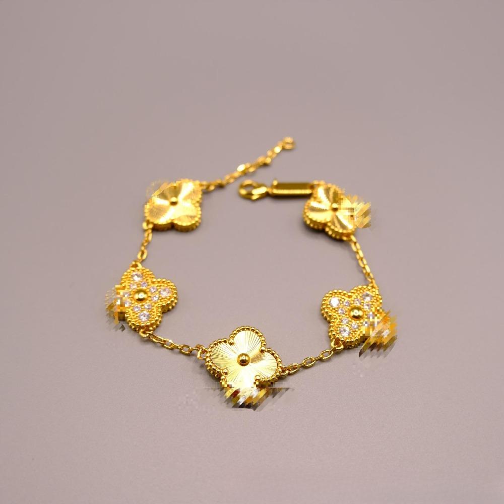 Fashionable Four-leaf Clover Five-flower Bracelet for Women 18k Double-sided Mother-of-pearl Fashion Niche Design Versatile Bracelet