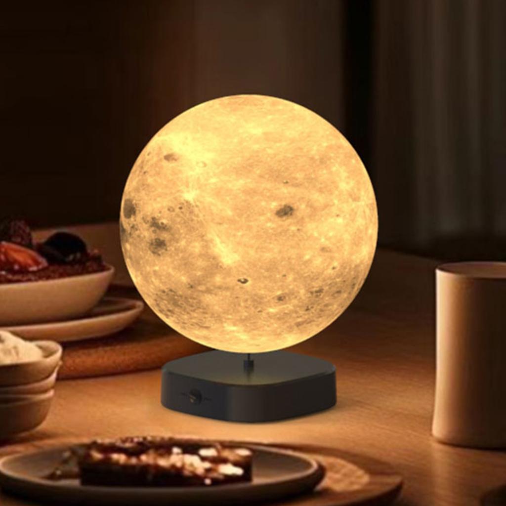 3D Print Moon Lamp with 3 Color Temperatures Light Therapy Lamp Adjustable Brightness Night Light for Indoor Room Bedroom Decor