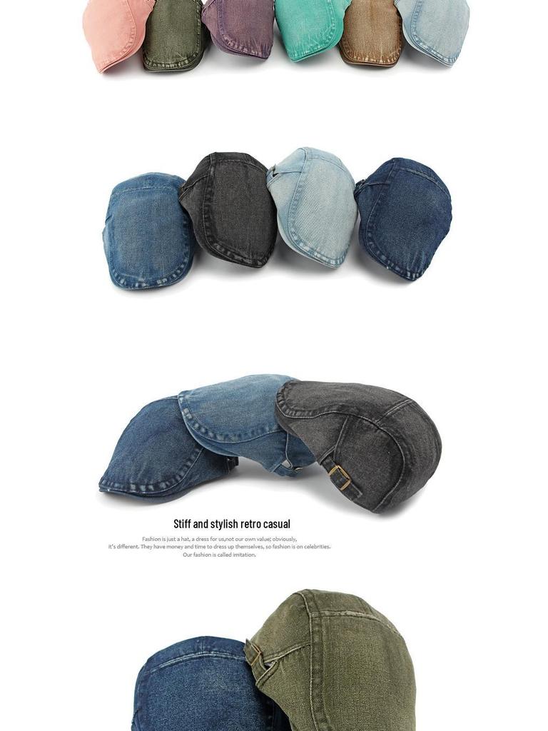 Unisex Korean Style Cotton Denim Beret - Retro Duckbill Newsboy Cap