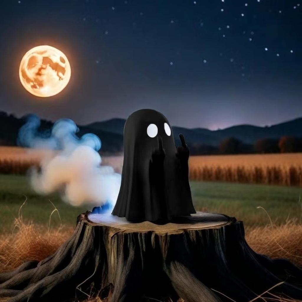 Halloween Ghost Figure Middle Finger Creative Cute Little Ghost Decoration Resin Craft Car Console Ornaments