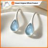 925 Sterling Silver Vintage Earrings For Women Trendy Blue Stone Geometric Earring Jewelry Prevent Allergy Party Accessories