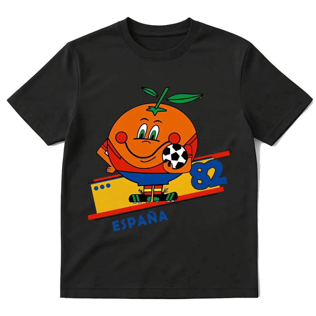 Naranjito Espana 82 Spanish Mascot 82 Football Fun T-shirt Children's Fashion Polyester Short sleeved Top