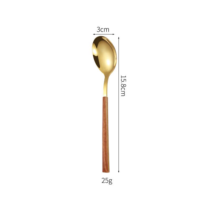 Korean Style Stainless Steel Cutlery Set: Knife, Fork, Spoons with Creative Anti-Wood Handles for Steak, Fruit, and Dessert