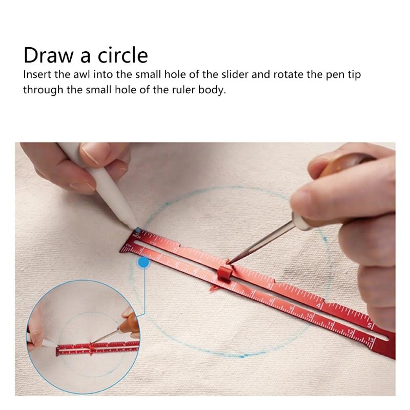 Aluminum Alloy Quilting Ruler 6Inch Metal Sliding Sewing Gauge Measuring Tool for Sewing Tailoring Quilting Hemming