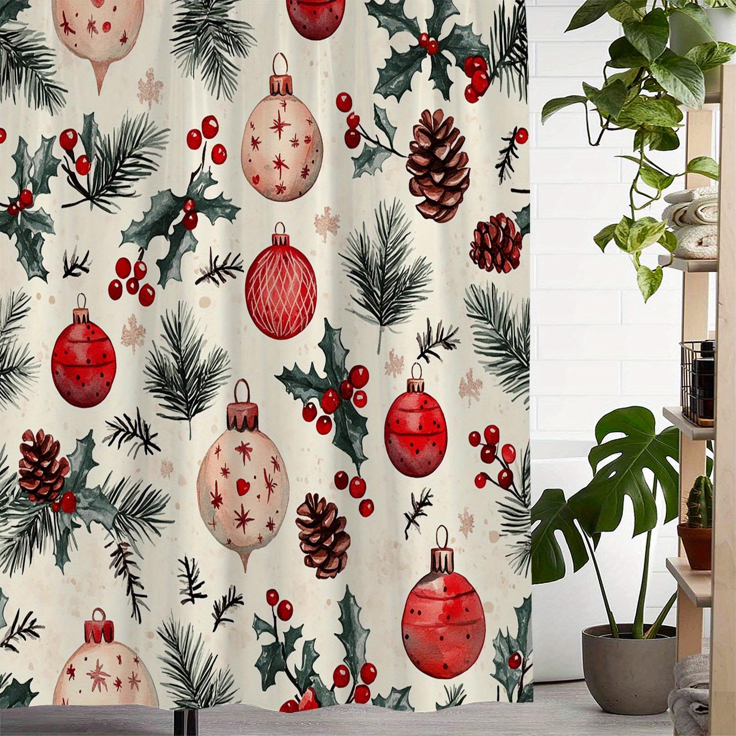 

Открытый Один Красный Фруктовый Сосновая Шишка Рождественский Шар Зимний Рождественский Принт Занавеска для Душа, Занавеска для Окна с Занавеской для Окон W90XH180cm