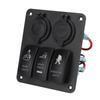 3 Gang Rocker Switch Panel 12V‑24V Dual USB Charger Cigarette Lighter Socket ON Off Switch for Truck