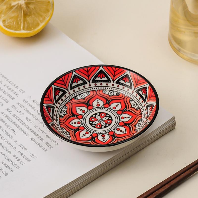 

Богемная керамическая пиала для приправ - Маленькая пиала для соуса для суши, хот-пота, соевого соуса или уксуса.