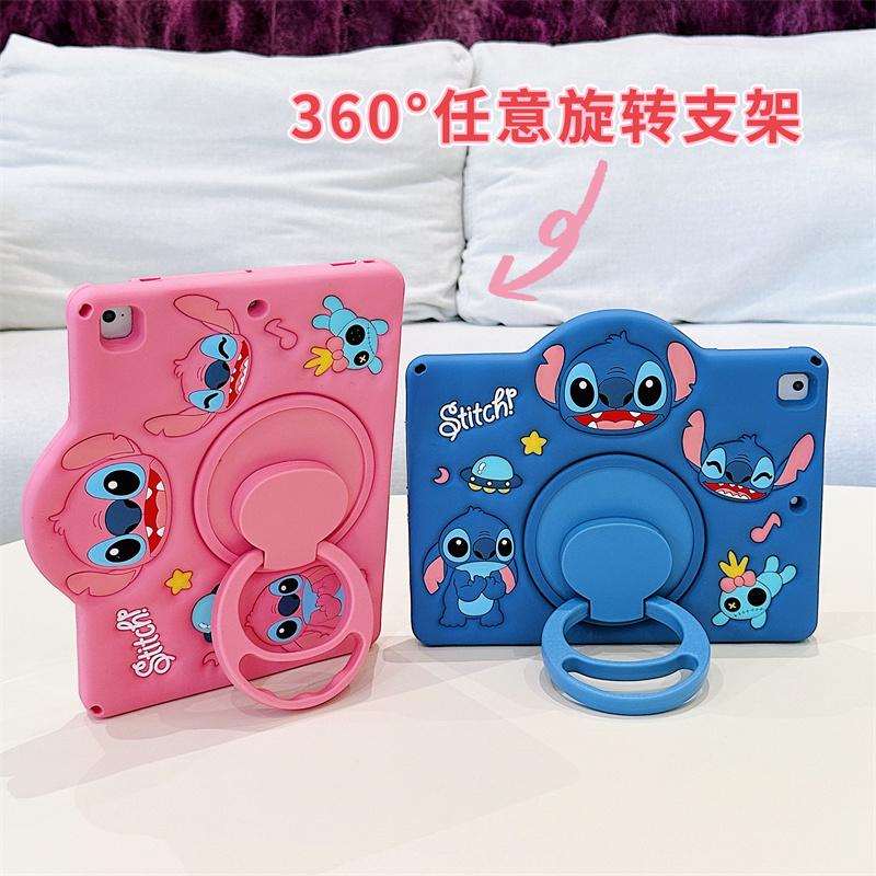 For IPad Air 2 3 4 5 10.9 Mini 6 7 A16 Pro 11 9 8 7th Generation 10.2 10.5 Cute Cartoon Stitch Silicone Tablet Protective Case