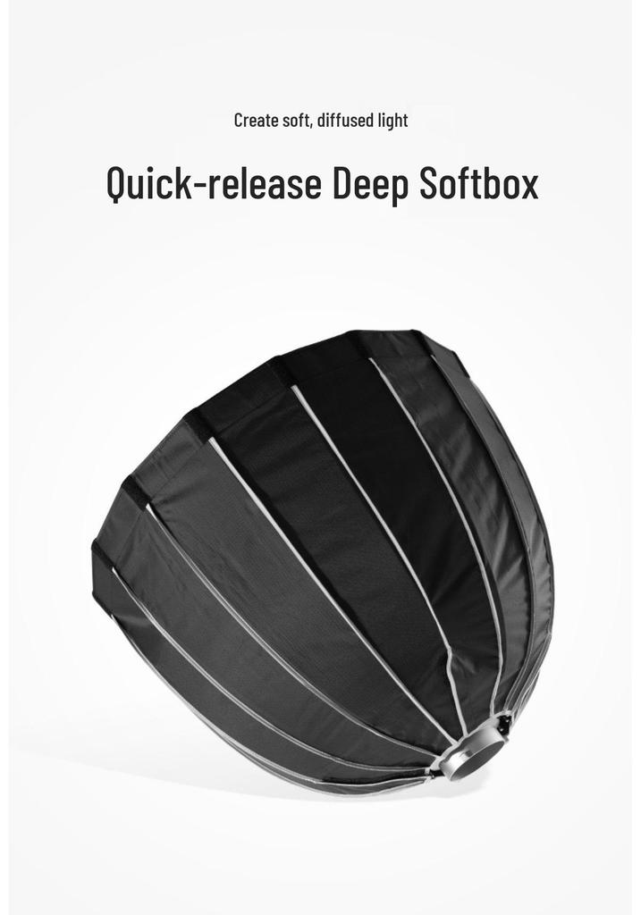 120CM Quick-Release Parabolic Softbox with Bowens Mount and Portable Honeycomb Grid Diffuser.