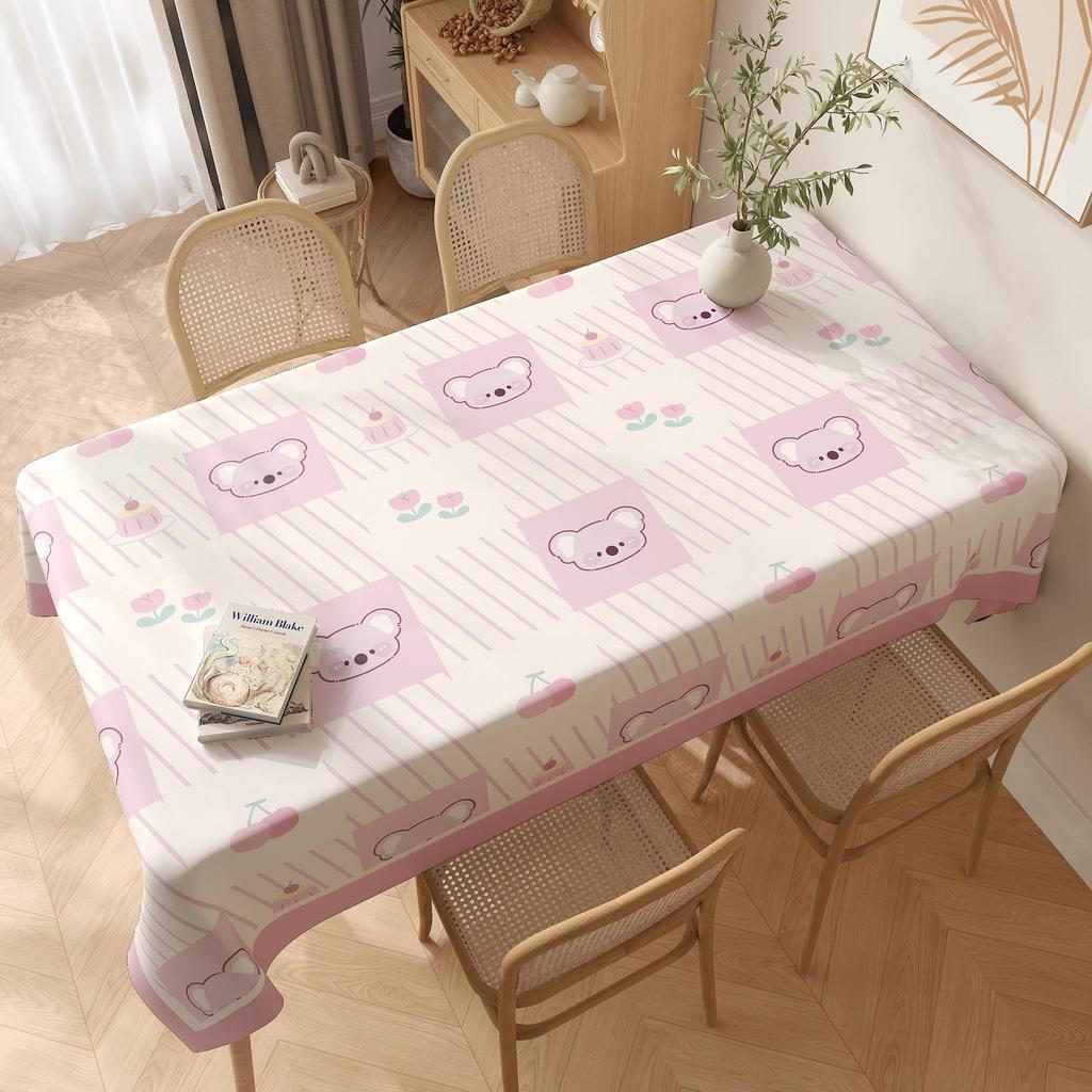 Masa Örtüsü Su Geçirmez ve Yağ Geçirmez Kalıcı PVC Yemek Masası Masa Örtüsü Küçük Taze Çizgi Film Masa Örtüsü Dikdörtgen Sehpa Masa Örtüsü