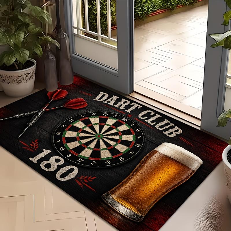 1pc Dart Beer Themed Mat Suitable for Home & Outdoor Use, Non-Slip Machine Washable with Dart Print, Low-Pile Entryway Suitable for Bedrooms, Balconie