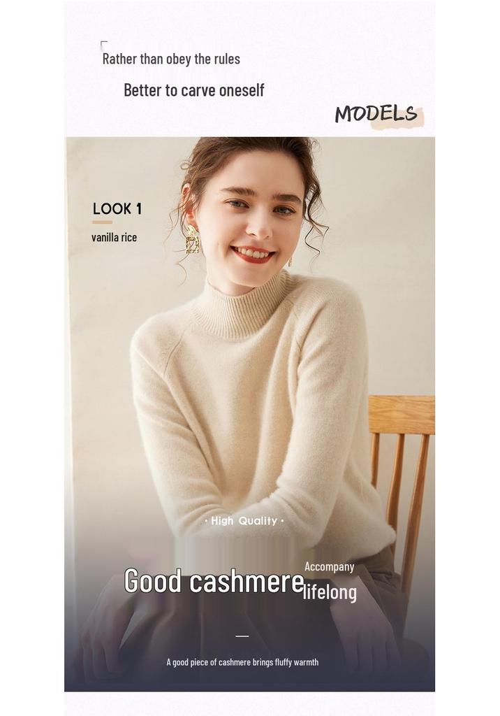 2024 Autumn/Winter Women's Plus Size Cashmere Sweater - Thick, Solid Color, Raglan Sleeve Knitwear Base Layer.