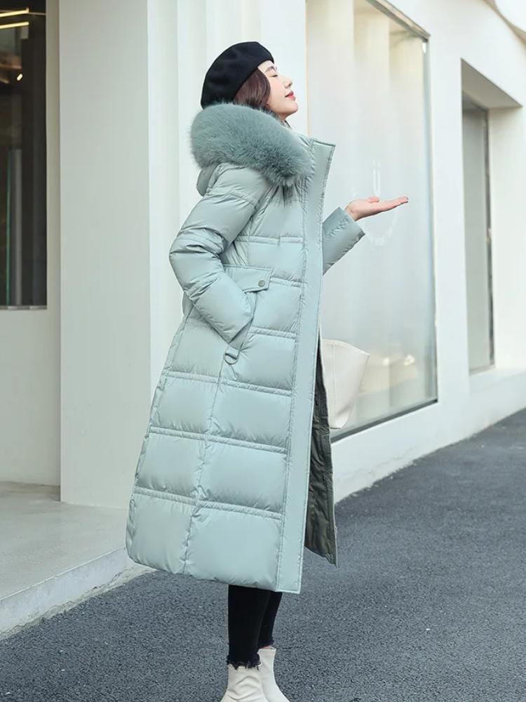 Women Thick Loose Large Size Down Cotton Parkas Jacket Autumn Winter New X-Long Padded Jacket Faux Fur Collar