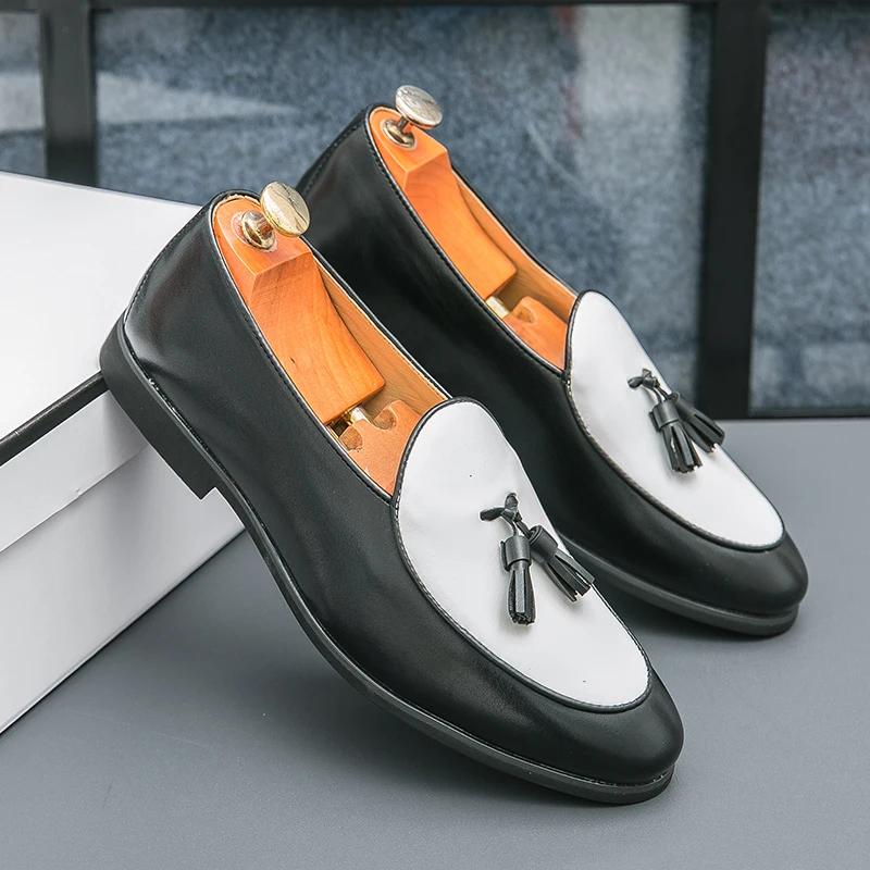 Mokasyny Męskie Buty skórzane Klasyczne Modne Mokasyny Mężczyzna Impreza Na zewnątrz Codzienne Do wszystkiego Casualowe buty z frędzlami mokasyny męskie