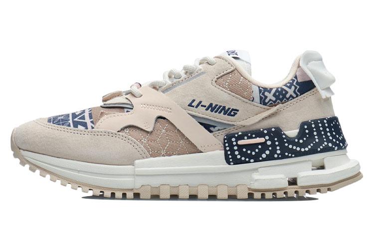 Li Ning 001 Нескользящие, износостойкие, легкие низкие беговые кроссовки женские Светло-бежевые AGCR122-8 35.5