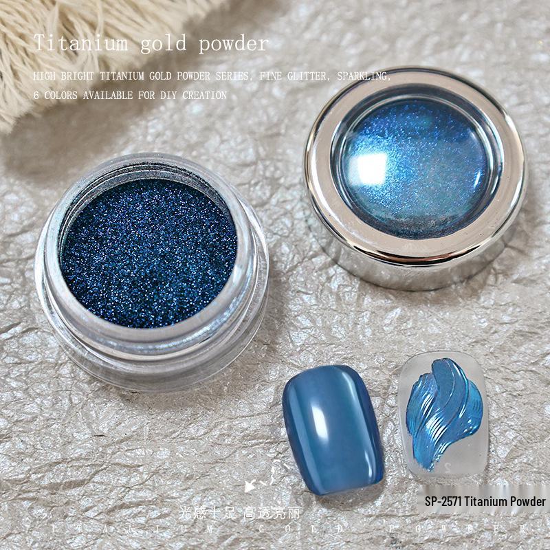 High-Gloss Titanium Gold Mirror Nail Art Powder - Ocean Star Glitter